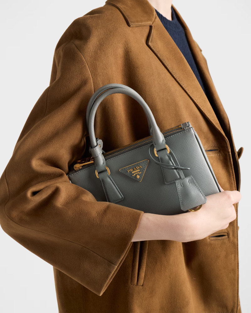 Prada | Prada Galleria mini Saffiano leather bag | Color: Slate Gray