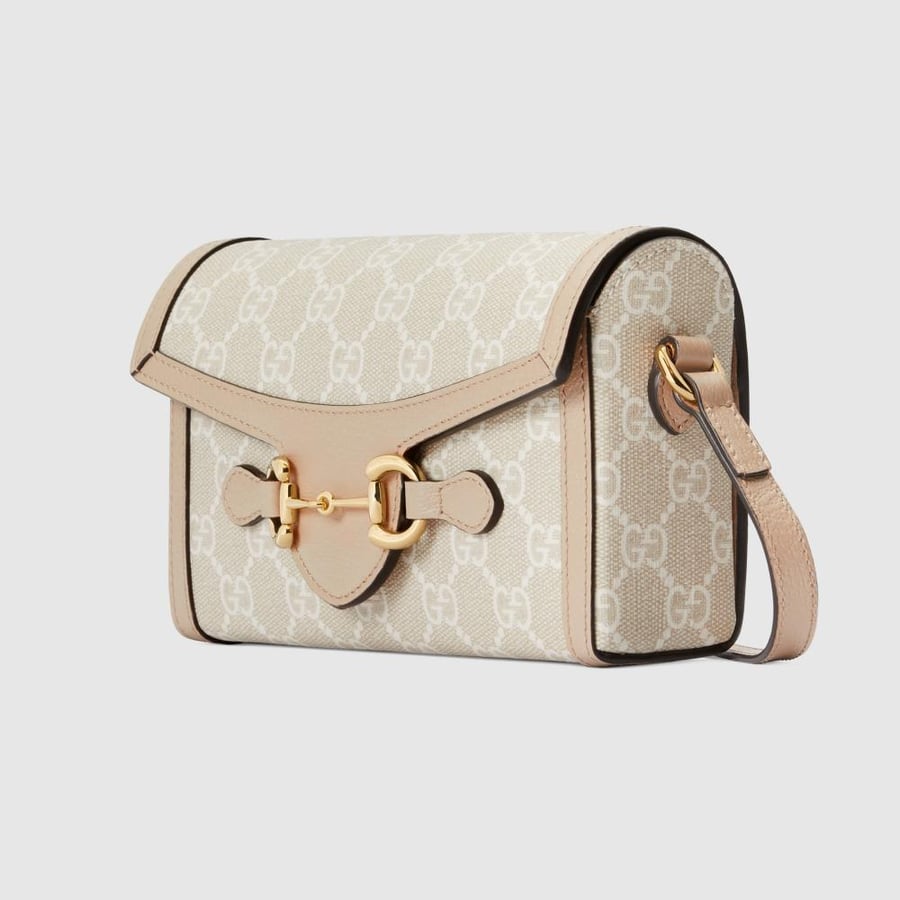 Gucci | Gucci Horsebit 1955 mini bag | beige and white GG Supreme