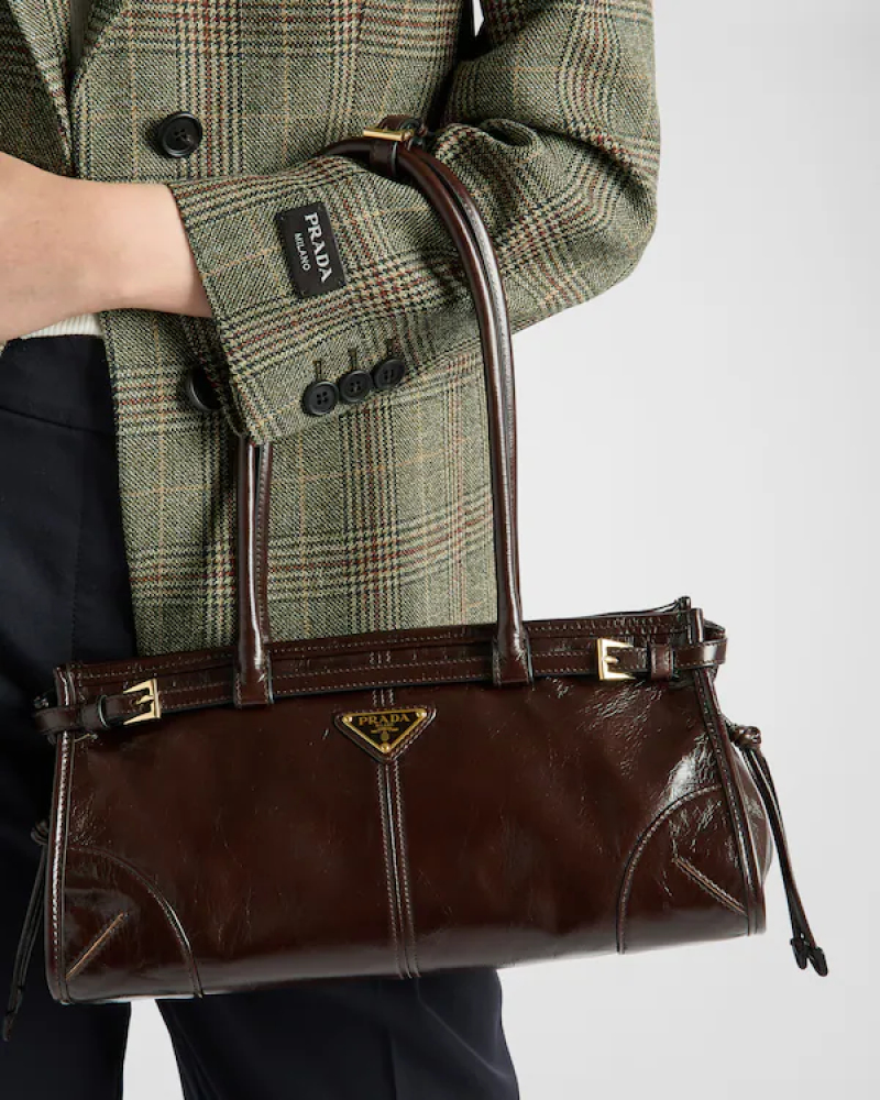 Prada | Prada Bonnie medium leather handbag  |  Color:  Dark Brown