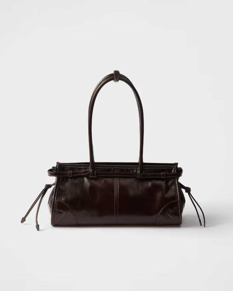 Prada | Prada Bonnie medium leather handbag  |  Color:  Dark Brown