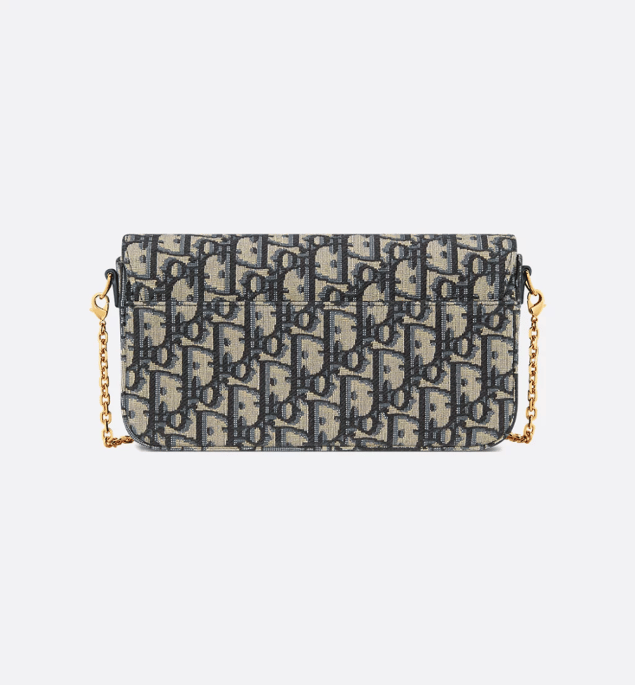 Dior | 30 Montaigne Pouch with Chain | Blue Dior Oblique Jacquard