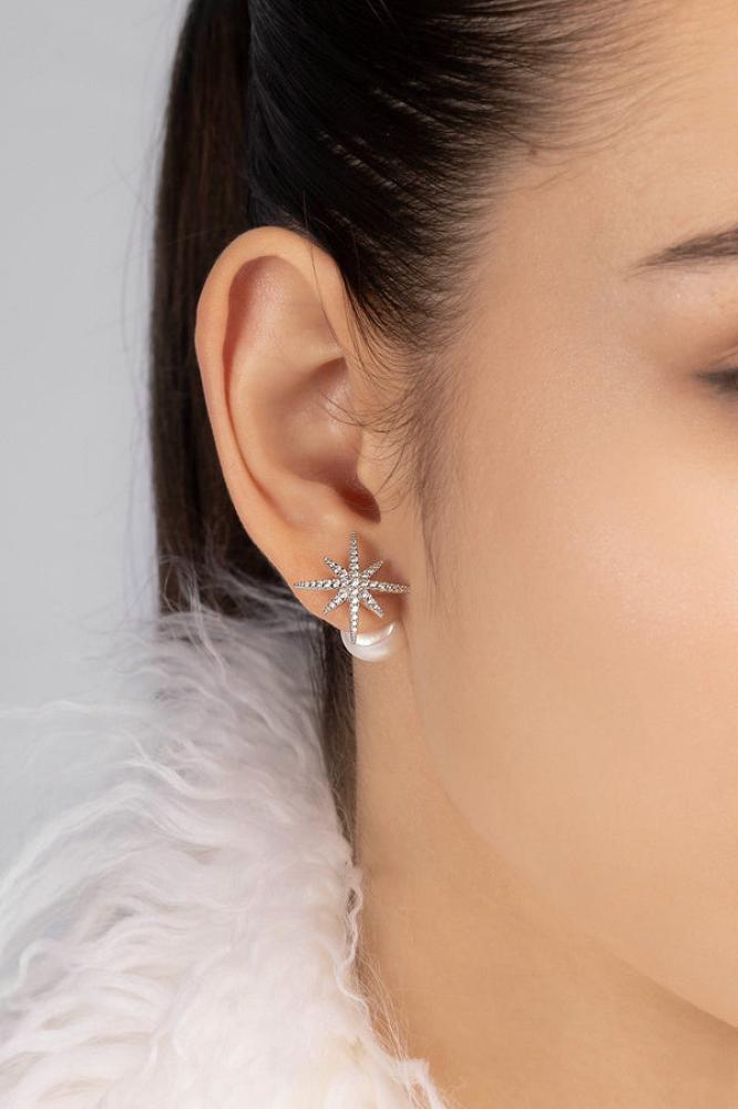 APM Monaco |  meteorites  | Sterling Silver | حلق بريمة فضي نيزكي مزود بلؤلؤة
