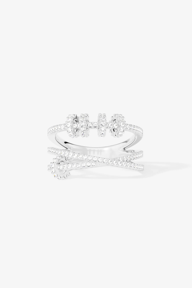 APM Monaco | croisette | Sterling Silver | خاتم مزدوج بحلقات منزلقة