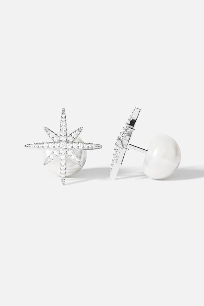 APM Monaco |  meteorites  | Sterling Silver | حلق بريمة فضي نيزكي مزود بلؤلؤة