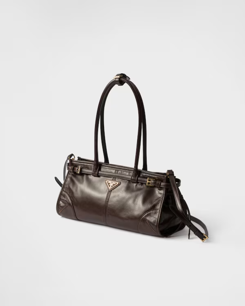 Prada | Prada Bonnie medium leather handbag  |  Color:  Dark Brown