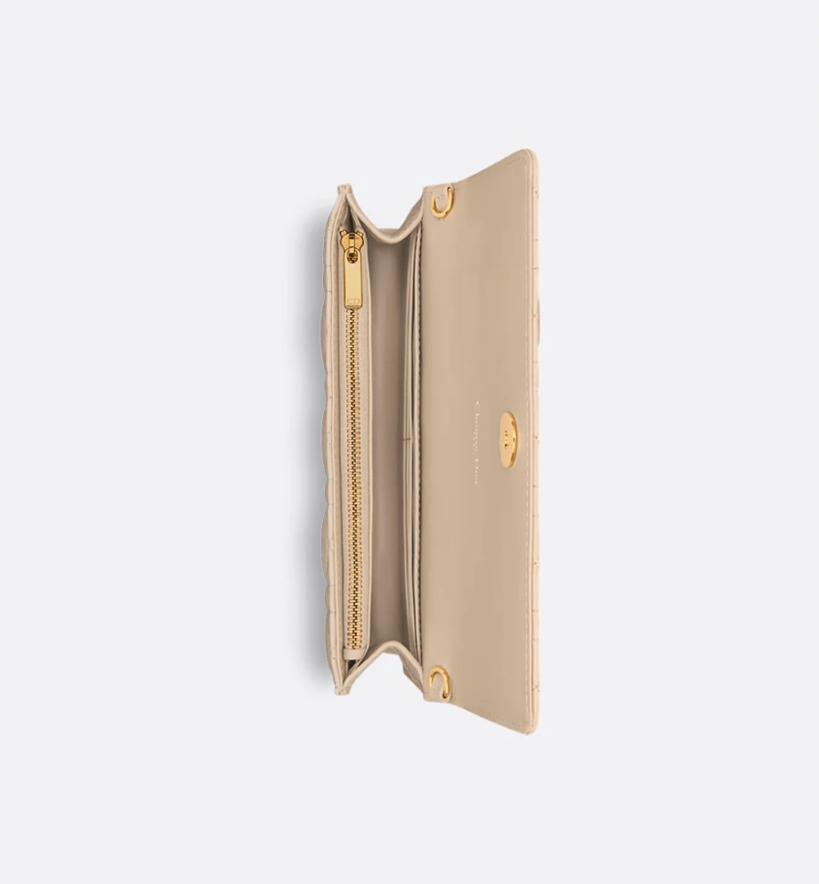Dior | Dior Caro Pouch with Chain | Powder Beige Supple Cannage Calfskin