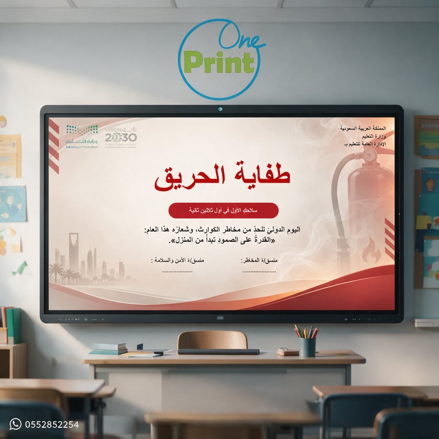 طفاية الحريق | عرض توعوي لليوم الدولي للحد من مخاطر الكوارث – المرحلة المتوسط / الثانوية