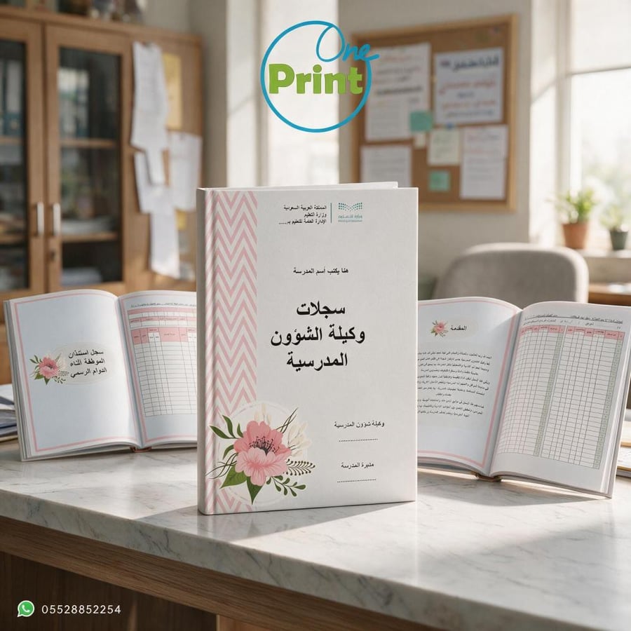 سجلات وكيلة الشؤون المدرسية  تصميم ورد بنات