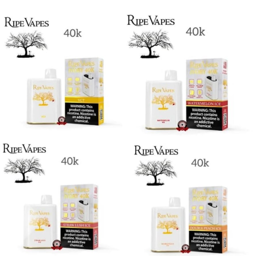 VCT Ripe Vapes IVORY سحبة سيجارة عدة نكهات رايب فيب ايفوري 40000 شفطة 20 نيكوتين استخدام مره واحده