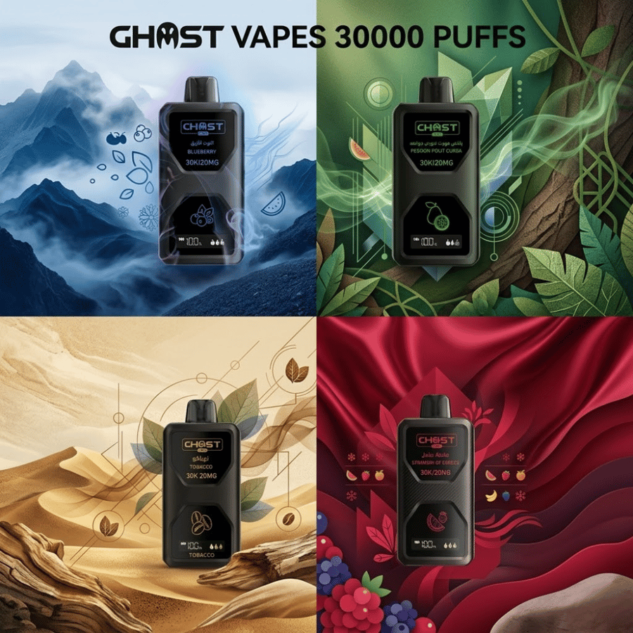 Ghost Vapes سحبة سيجارة قوست 30000 شفطة 20 نيكوتين عدة نكهات استخدام مره واحده