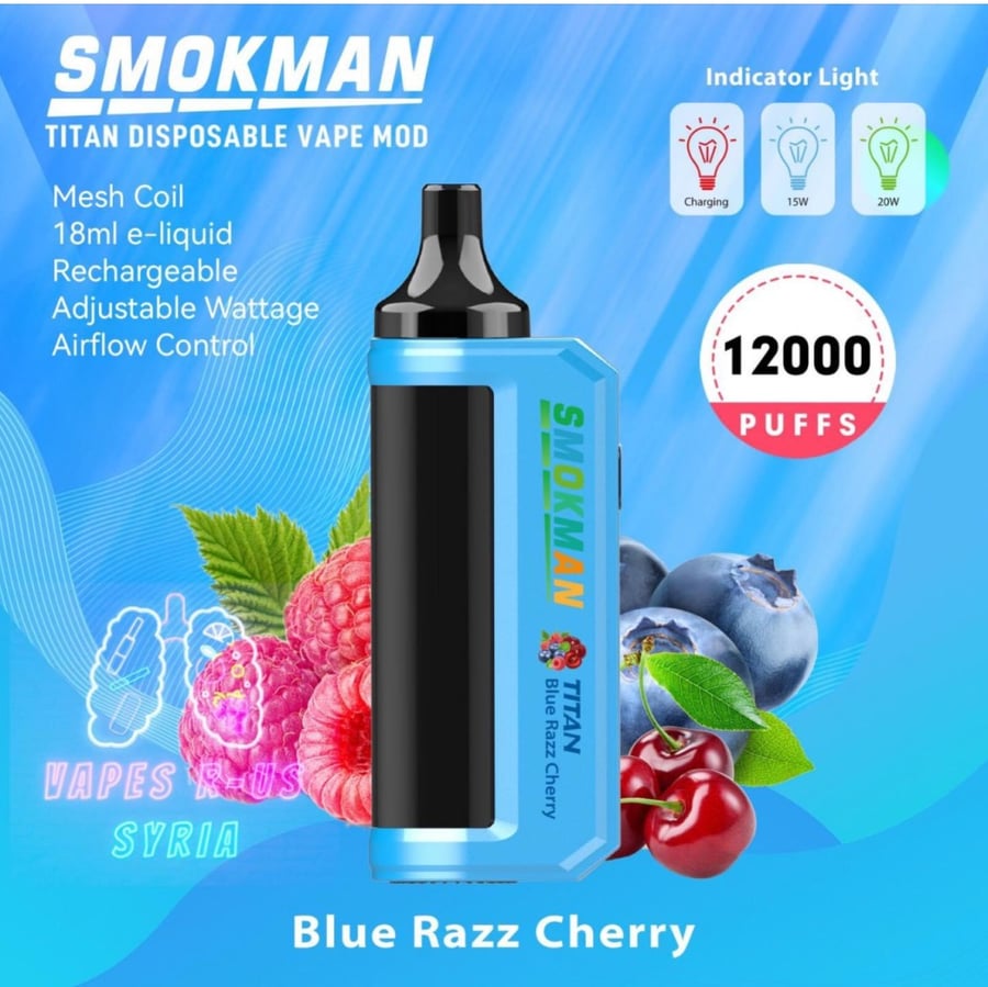 Smokman vape 12,000 puffs, 50 nicotine, used once, smokman