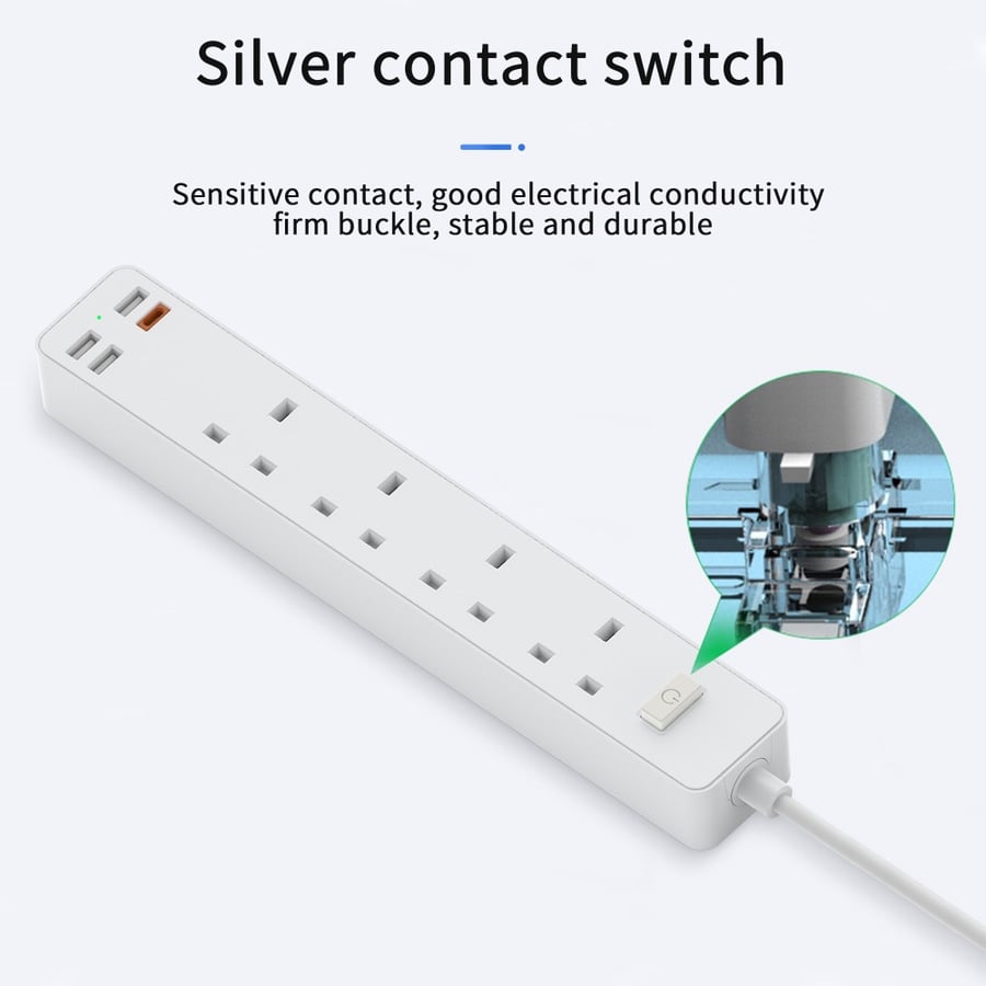 WIWU توصيلة كهربائية ب 4 مداخل كهرباء و 3 مداخل USB ومدخل TYBE-C