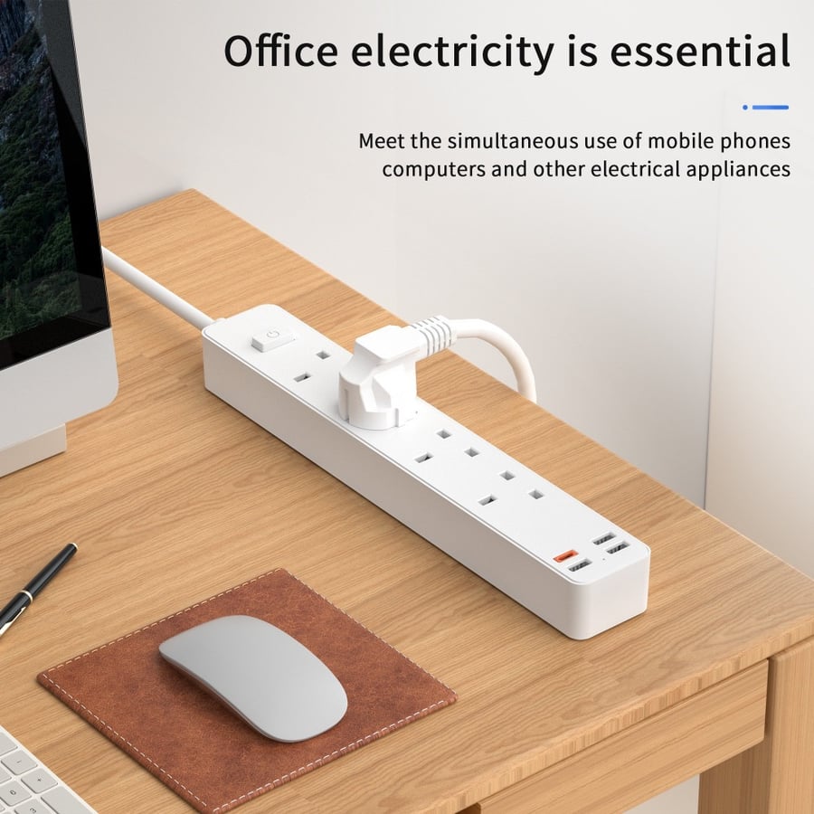 WIWU توصيلة كهربائية ب 4 مداخل كهرباء و 3 مداخل USB ومدخل TYBE-C