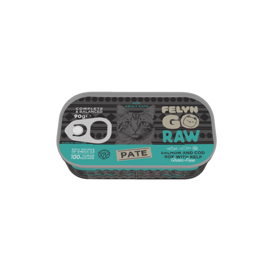 معلبات Raw باتيه للقطط بيض القد والكابلين مع الاعشاب البحرية من شركة  Felyn Go