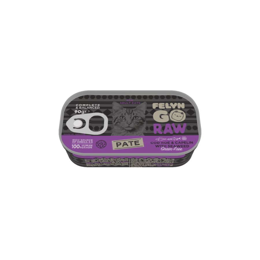 معلبات Raw باتيه للقطط سلمون وبيض مع الاعشاب البحرية من شركة  Felyn Go