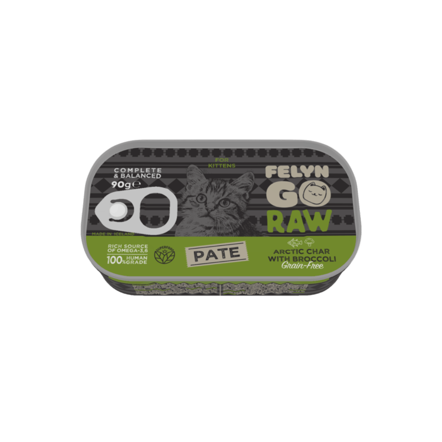 معلبات Raw باتيه للقطط الصغيرة سلمون مع البروكلي من شركة  Felyn Go