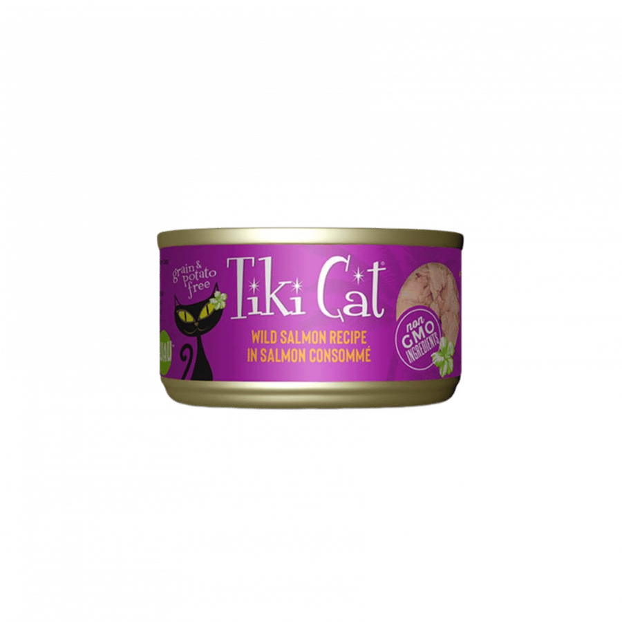 معلبات لواو سمك السالمون في المرق من شركة Tiki cat