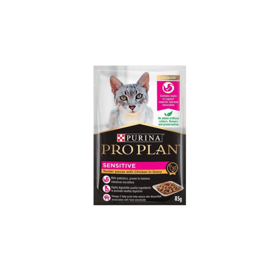 اظرف قطع تندر الدجاج للقطط الحساسة من شركة Purina Pro Plan