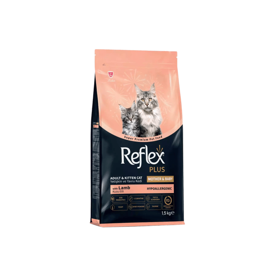 طعام جاف للام المرضعه والقطط الصغيرة بلحم الضأن 1.5 كيلو من شركة Relfex plus