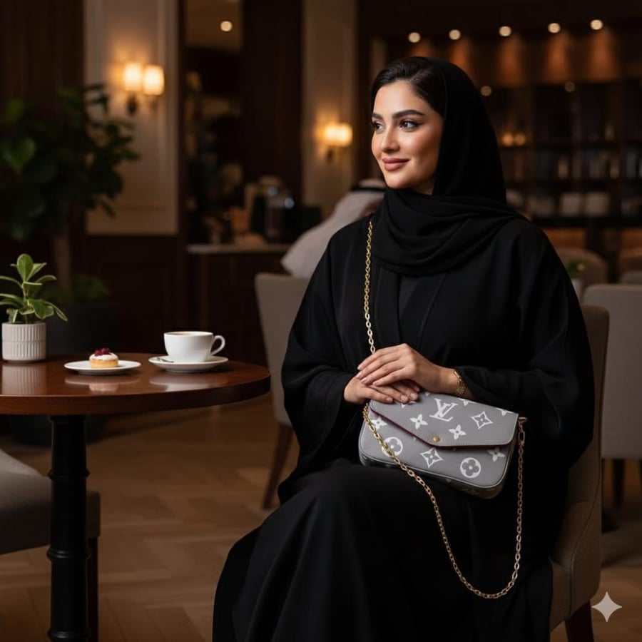حقيبة رمادية بسلسلة ذهبية – فخامة ناعمة وأناقة خالدة