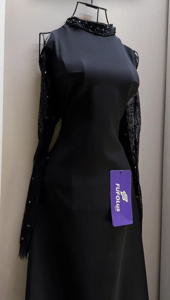 فستان سهرة أسود فاخر