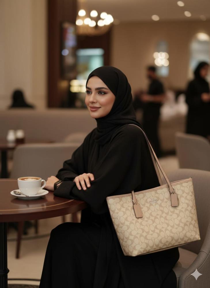 حقيبة بيج بنقشة فنية – أناقة يومية بلمسة فاخرة