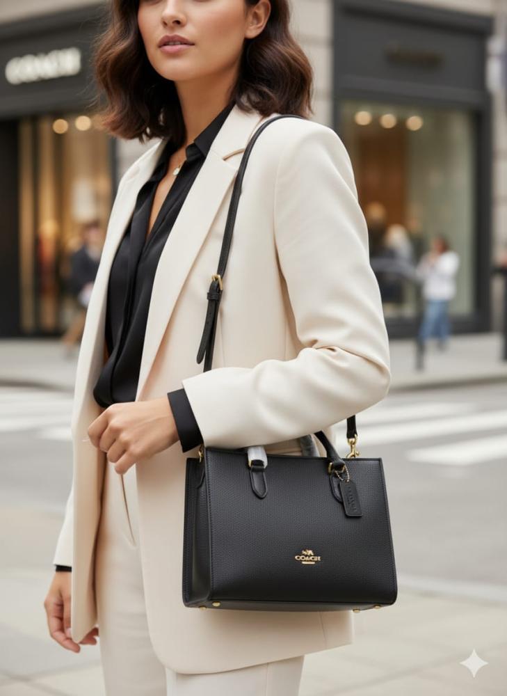 حقيبة سوداء بتفاصيل ذهبية من Coach