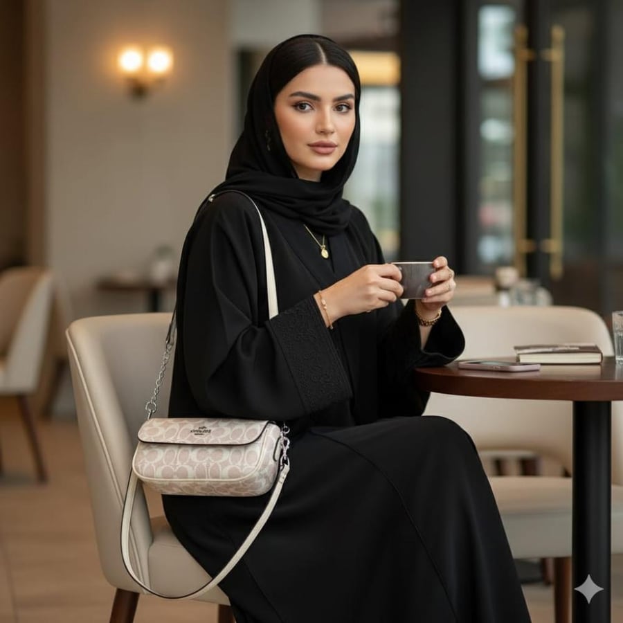 حقيبة يد بلون فاتح بنقشة مونوغرام – أناقة ناعمة بلمسة فاخرة