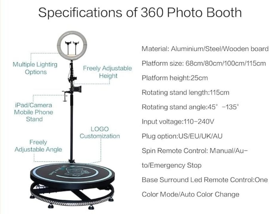 منصة التصوير الاحترافية 360 درجة الإصدار المطور (360 Photo Booth)