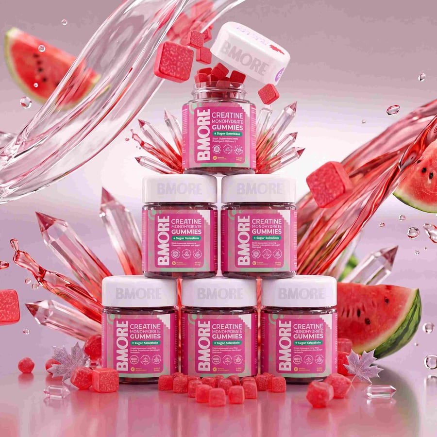 6-Month Course BMORE Gummies Creatine Monohydrate - 60 Gummies Watermelon Flavor from BMORE Canada
