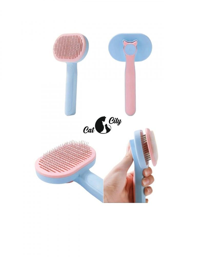 مشط للقطط والكلاب بضغطه خلفية لإيزالة الشعر المتساقط