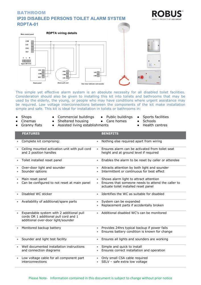 DISABLED PERSONS TOILET ALARM SYSTEM