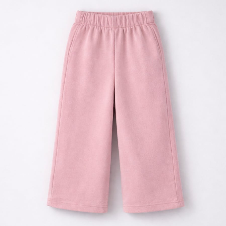 Girls' pants with a wide cut at the bottom - pink