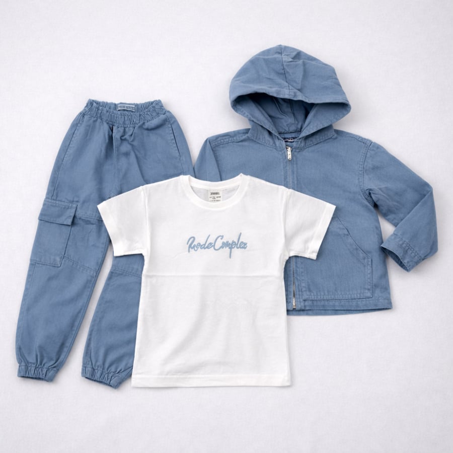 Children's winter set with 3 pieces - blue and white