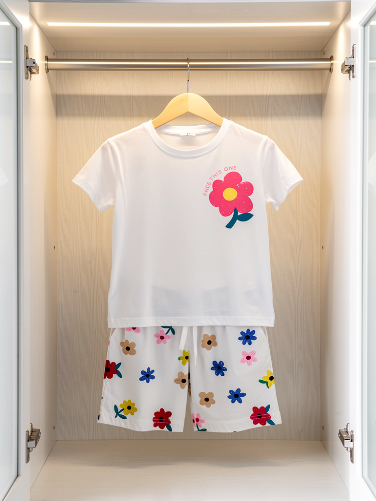 Girls' set with floral print
