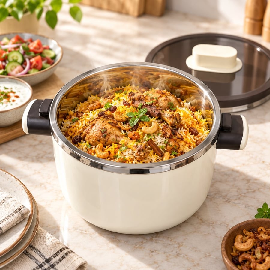 حافظة طعام تايلندية FORTE 3500 مل مفتوحة مع الأرز والكبسة