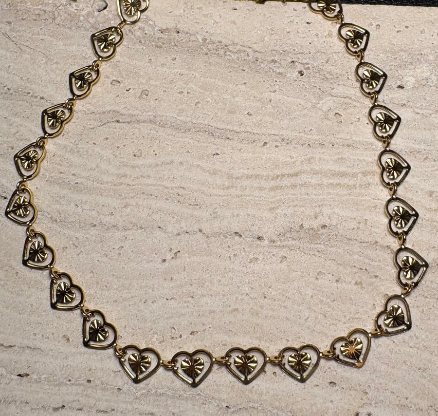 Gold anklet hearts (00147)