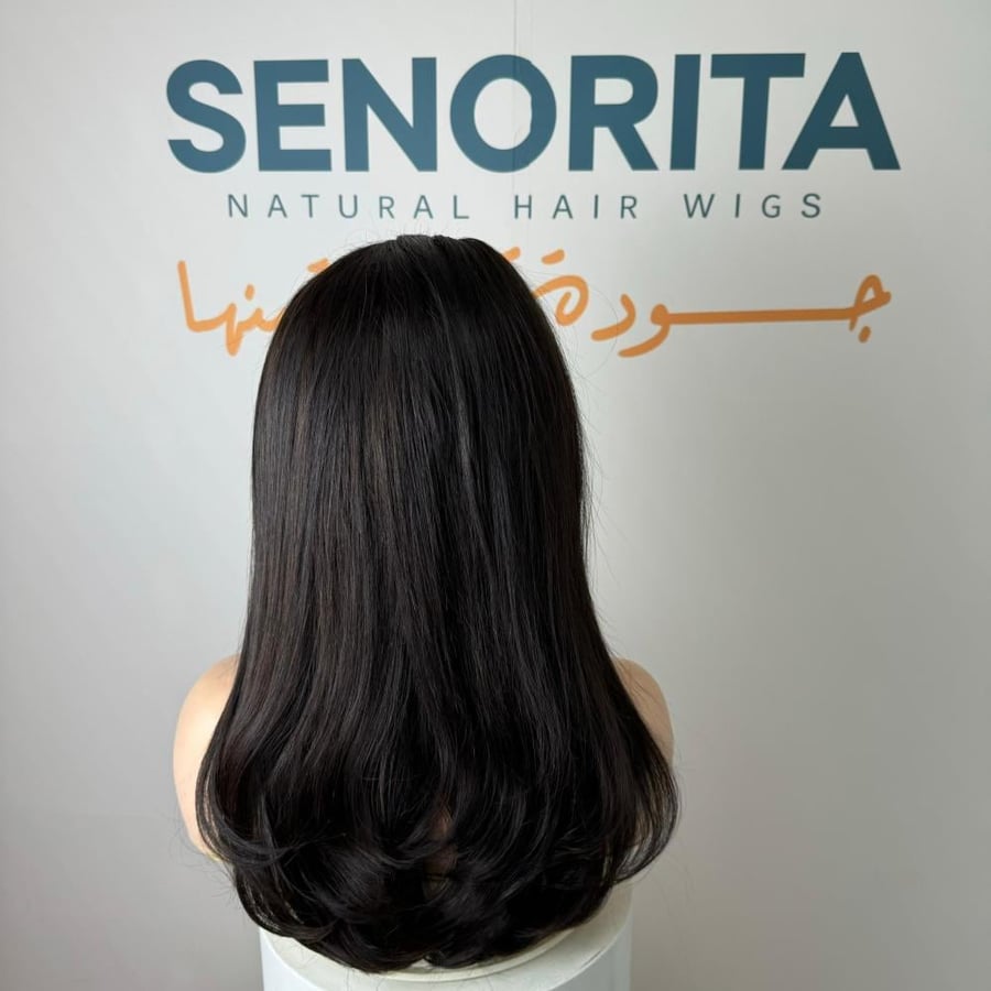 Natural hair wig 18 inch full roots silk scalp