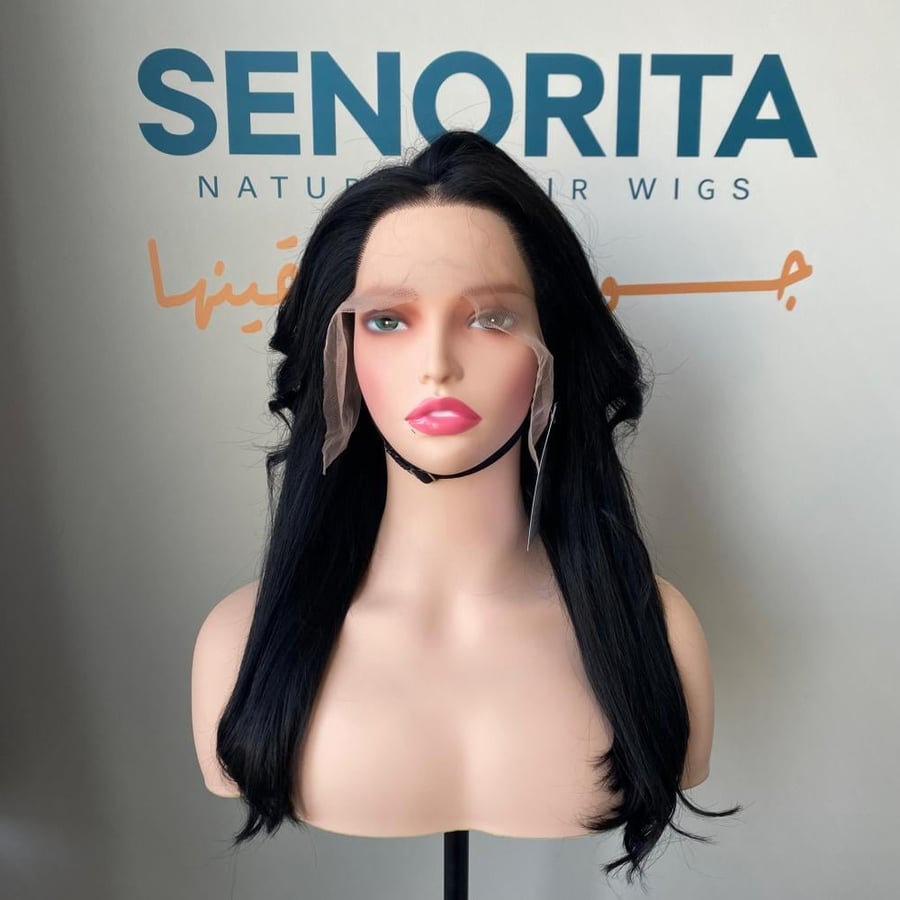 Natural hair wig 20 inch full roots lace frontal