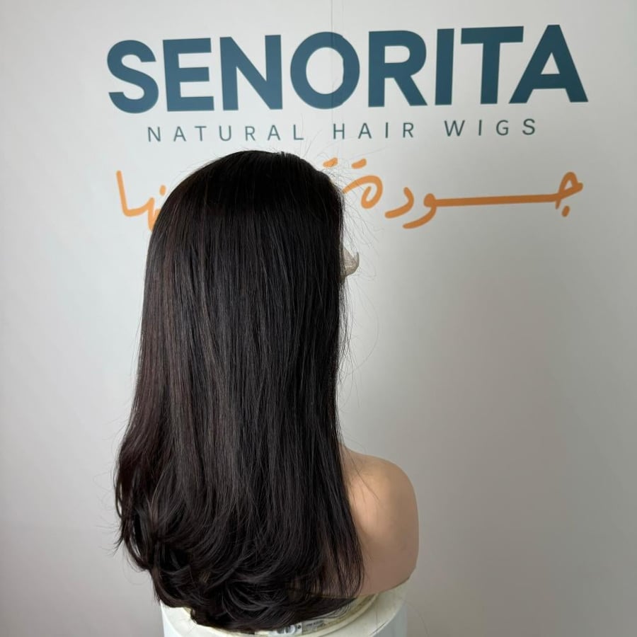 Natural hair wig 18 inch full roots silk scalp