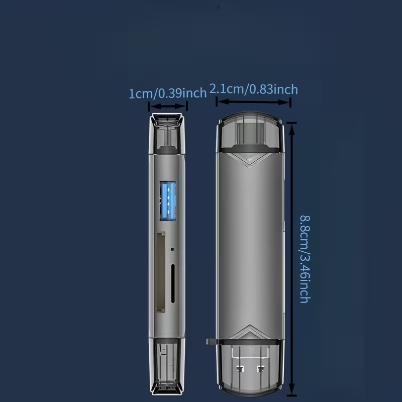 قارئ بطاقات USB 3.0 6 في 1 - يدعم نقل بيانات 5 جيجابت/ثانية، واجهة Type-C