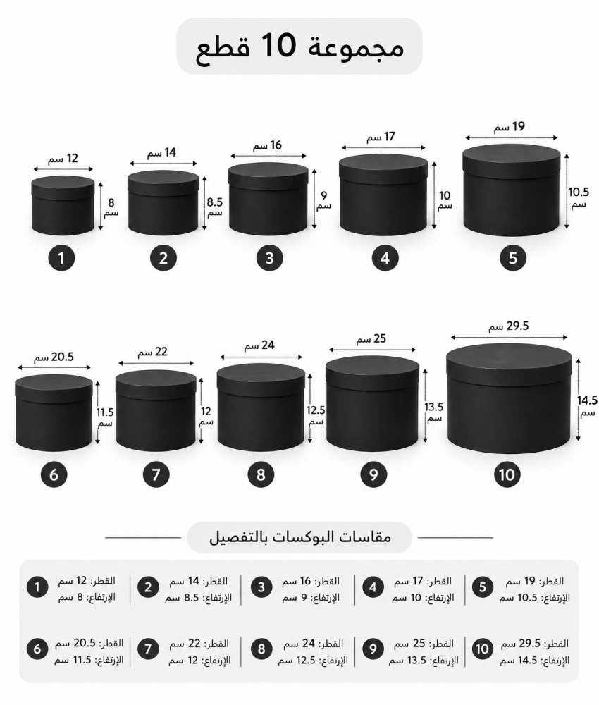 بوكس دائري اسود 10 قطعة صغير