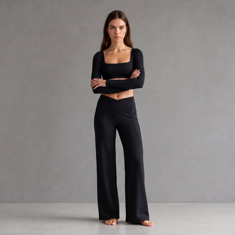 Crossover High Waist Flare Pants