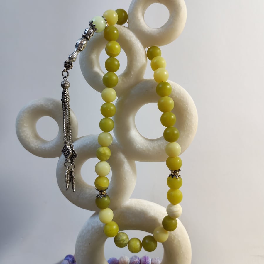 Lemon-colored agate rosary