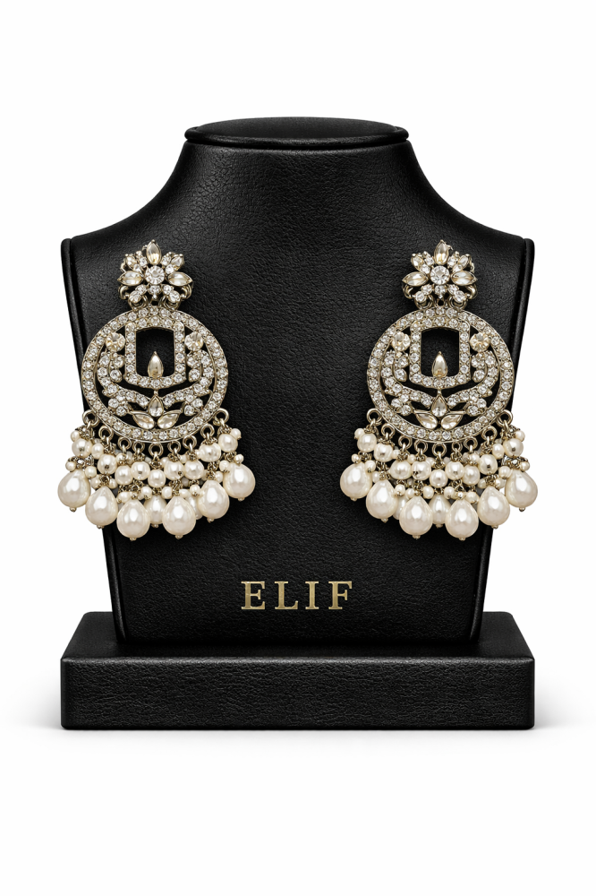 أقراط لؤلؤية هندية فاخرة  Luxury Pearl Indian Earrings