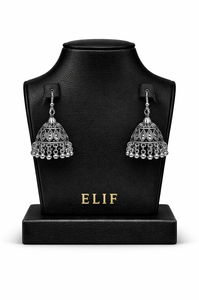 أقراط جومكا فضية صغيرة Silver Jhumka Earrings