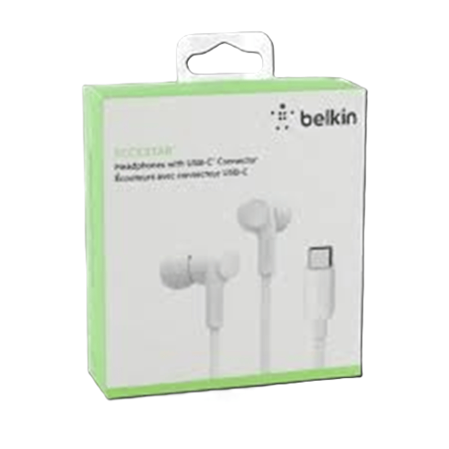 سماعات belkin تايب سي جلد ابيض غير الصور