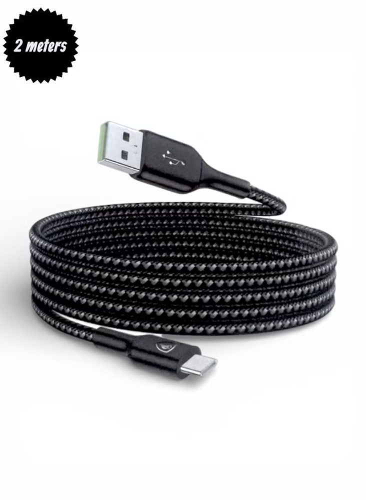 كيبل USB A الى USB C أصلي و بجودة عالية بطول 2 متر من سبون, متوافق مع آيفون 16 بروماكس/ 16 برو