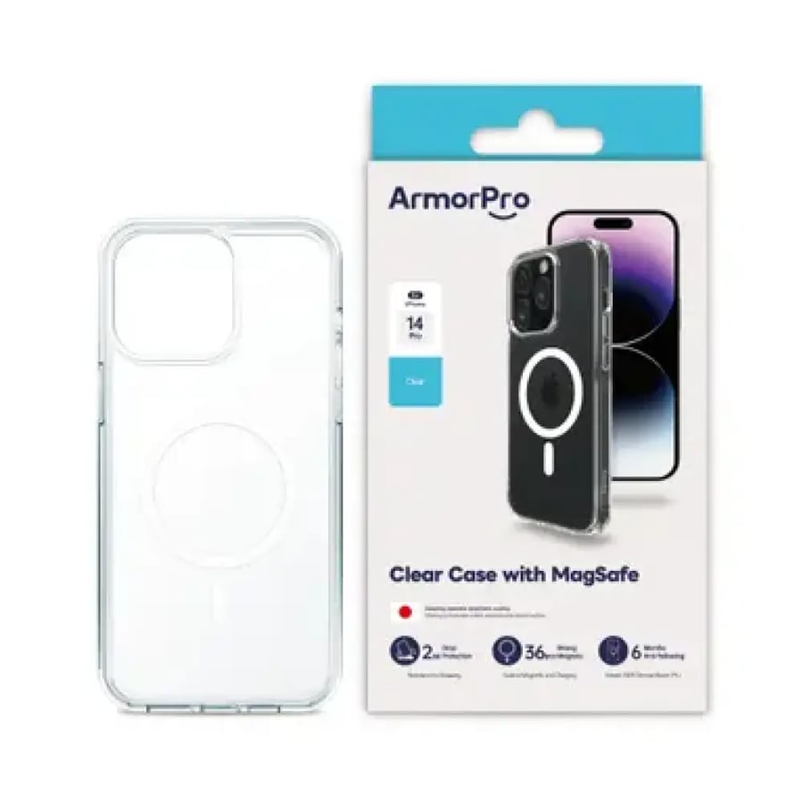 كفر حماية شفاف لهاتف ايفون 14 برو مع ماج سيف باللون الابيض من أرمور برو ArmorPro Clear Case  with MagSafe for iPhone 14 Pro كفر حماية شفاف لهاتف ايفون 14 برو مع ماج سيف باللون الابيض من أرمور برو ArmorPro Clear Case  with MagSafe for iPhone 14 Pro كفر حما