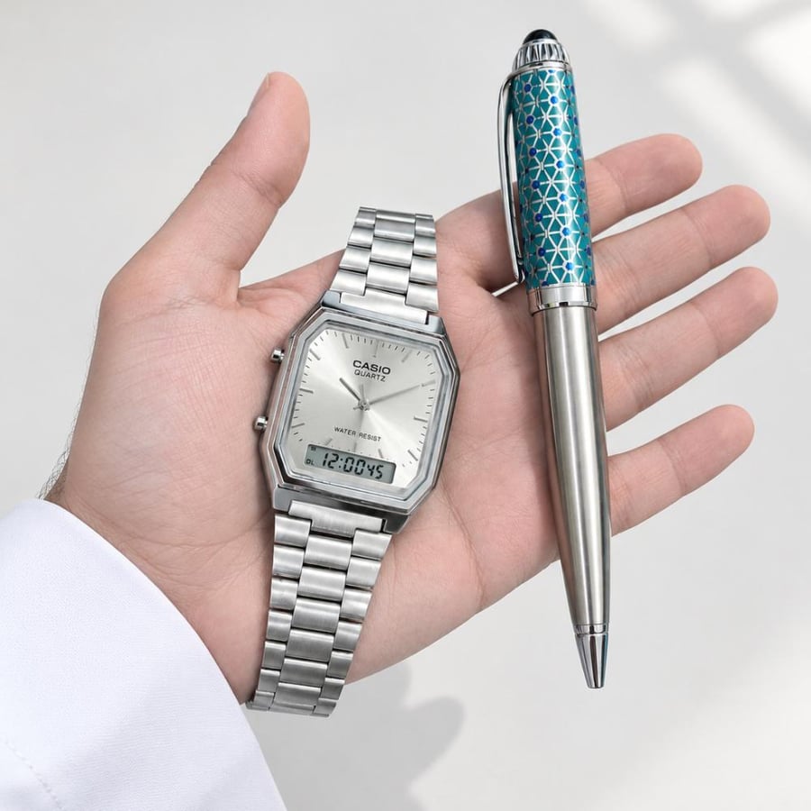 ساعة كاسيو CASIO VINTAGE مع قلم هدية